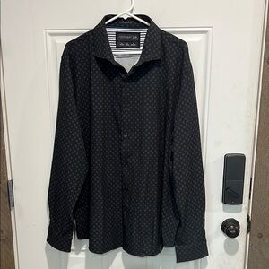 Elegant Black Patterned Button-Down Shirt